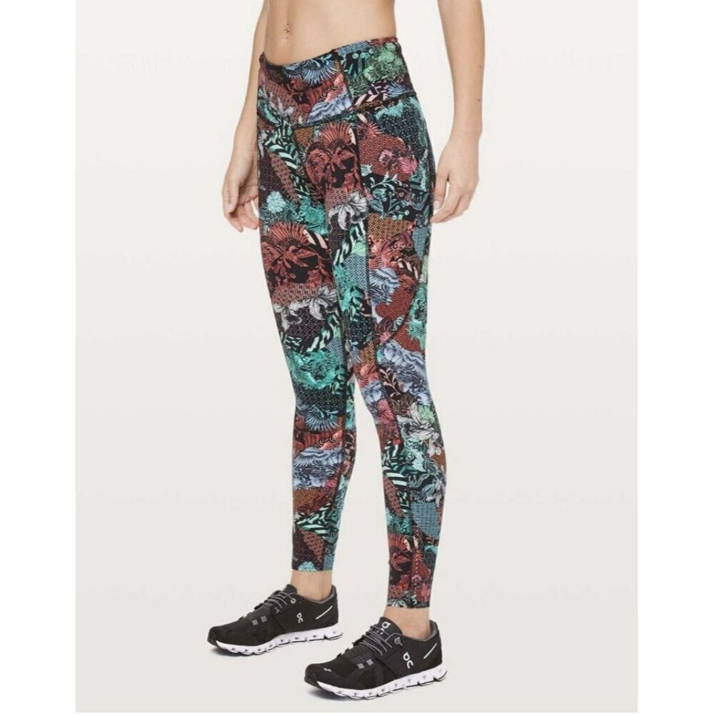Lululemon Fast Free 7/8 Tight II *Nulux 25" Zen Clash Multi Sz 8 EUC
